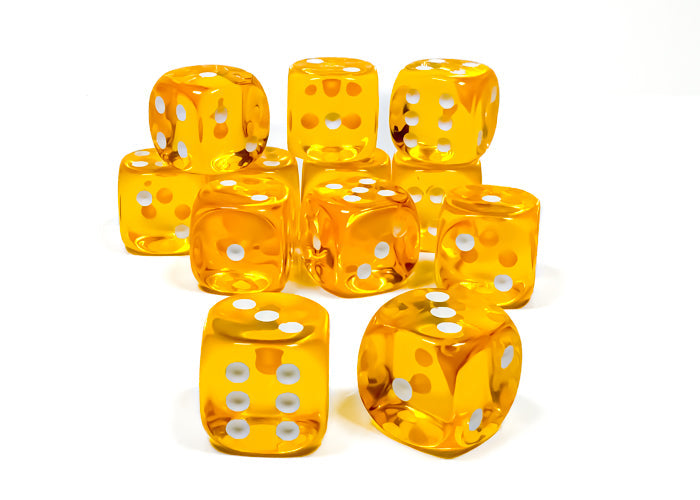 Translucent: Yellow/white 16mm d6 Dice Block (12)