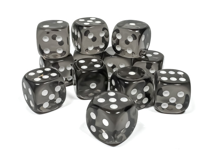 Translucent: Smoke/white 16mm d6 Dice Block (12)