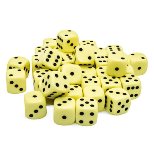 Opaque 12mm d6 Pastel Yellow/black Dice Block (36)