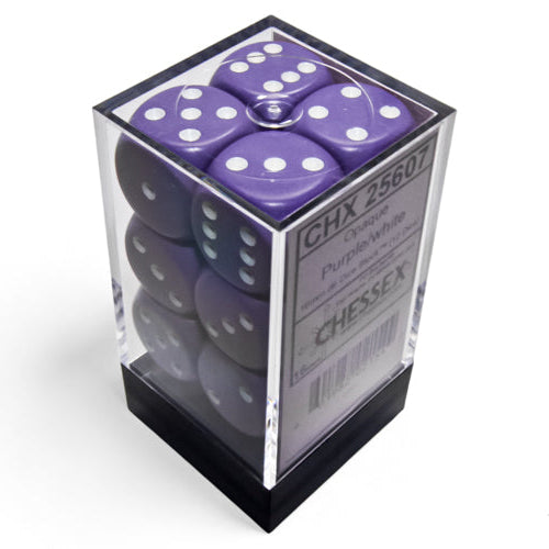 Opaque: 16mm D6 Purple/White (12)