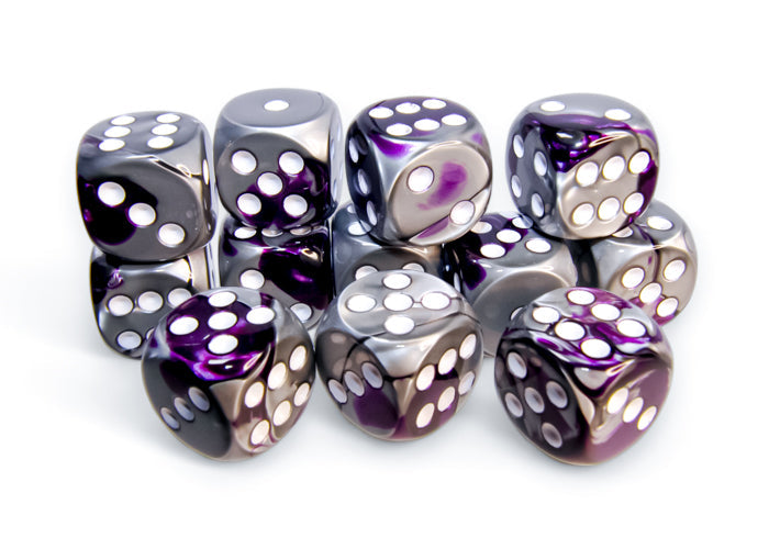 Gemini: 16mm d6 Purple-Steel/white (12)