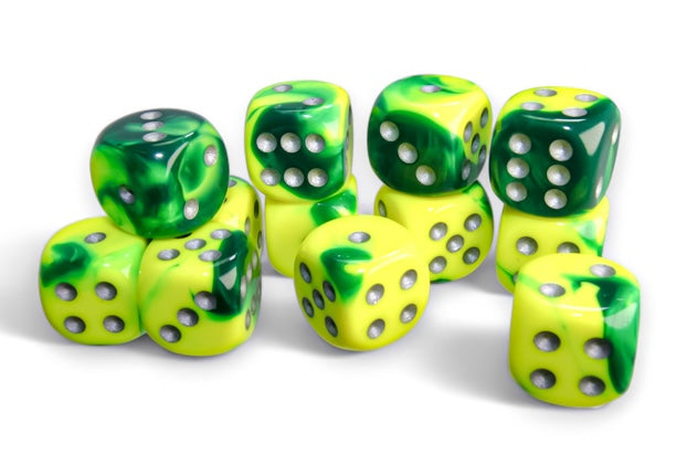 Gemini: 16mm D6 Green Yellow/Silver (12)