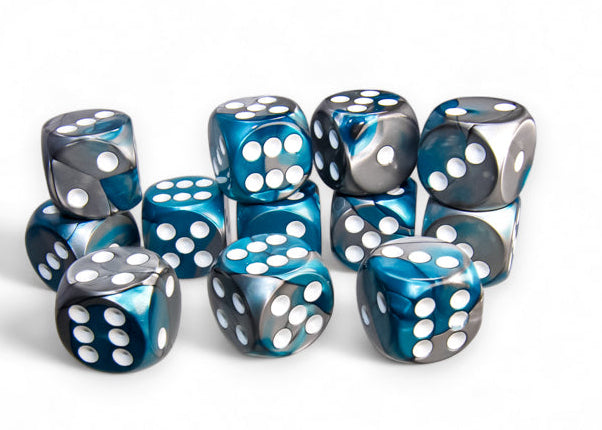 Gemini: 16mm D6 Steel Teal/White (12)