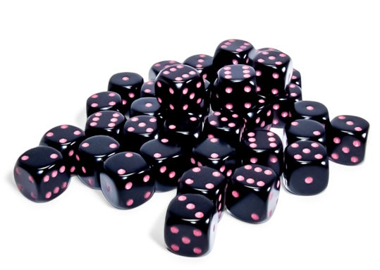 Opaque: 12mm d6 Black/pink Dice Block (36)