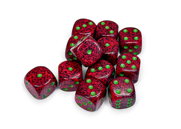 Speckled: Strawberry 16mm d6 Dice Block (12)