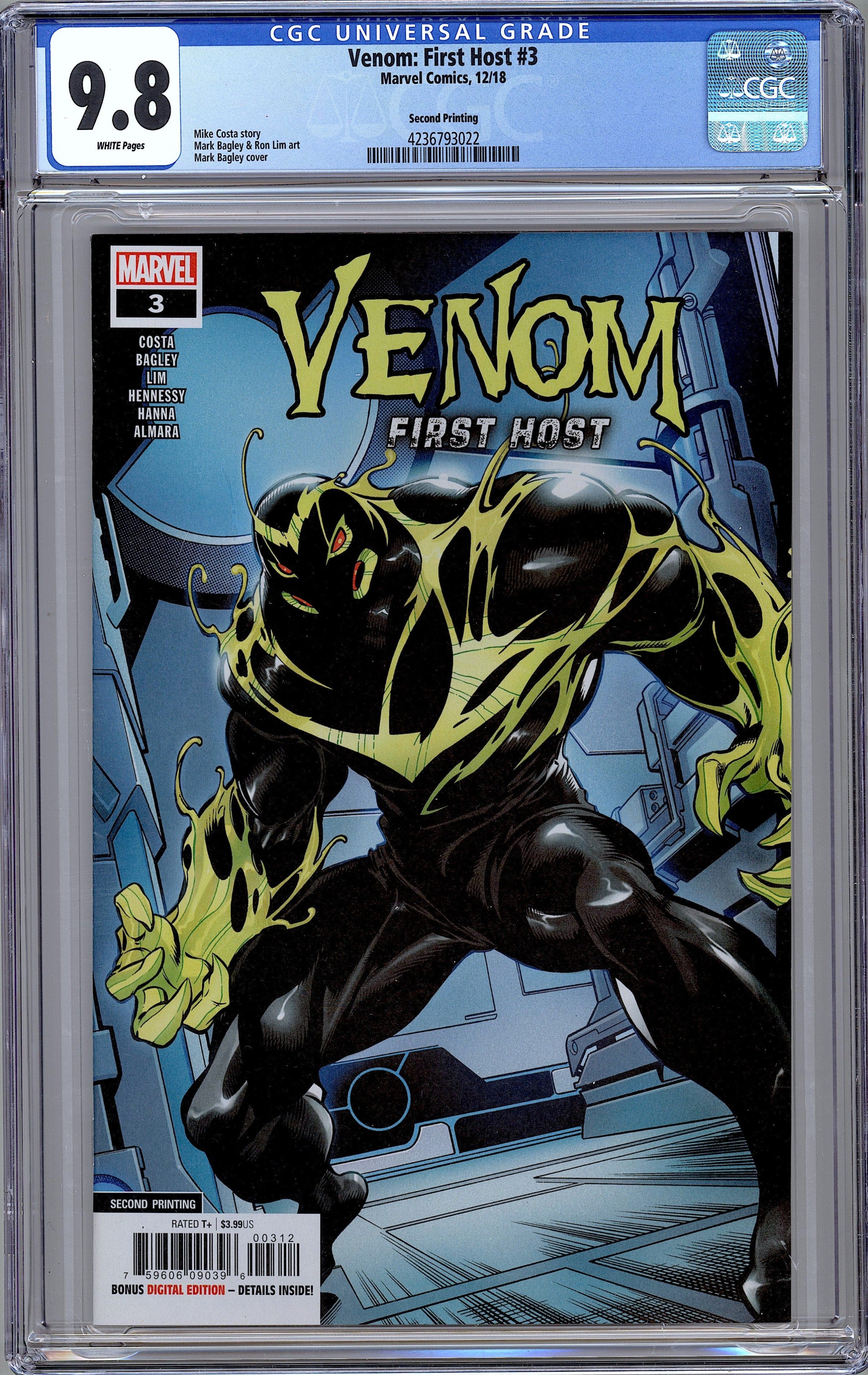 Venom: First Host #3. 1st Sleeper. 2nd Printing. CGC 9.8 – Bona