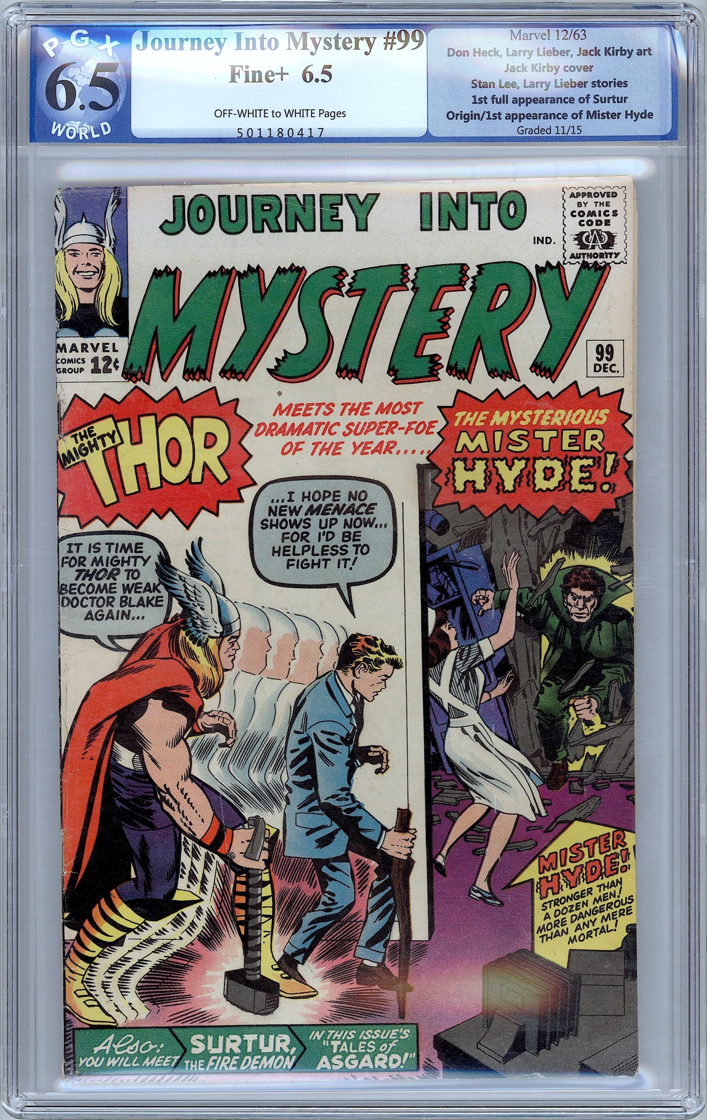 Journey Into Mystery #99. 1st Full App. of Surtur. PGX 6.5