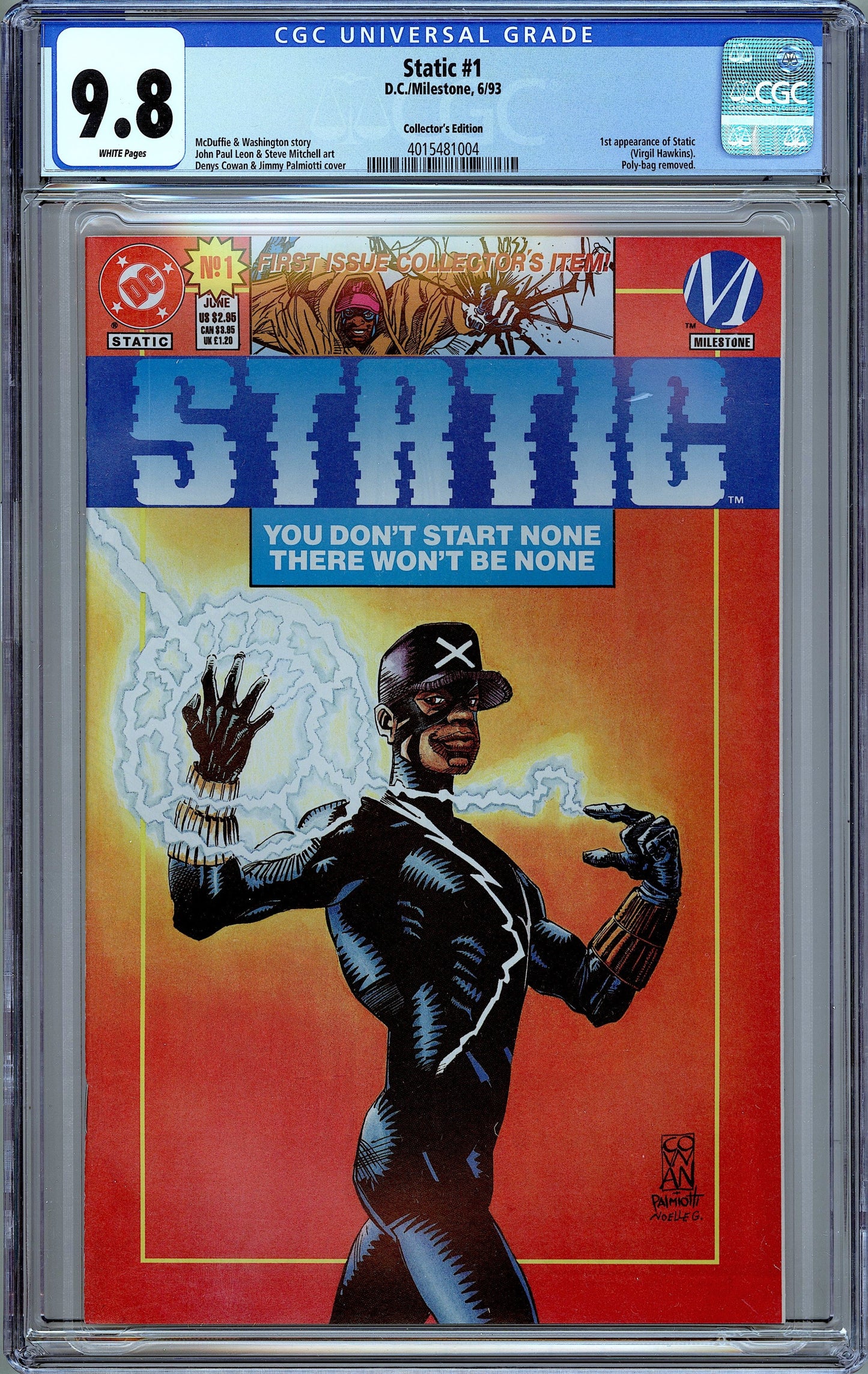 Static #1 1st Static. Collector's Edition Variant. CGC 9.8
