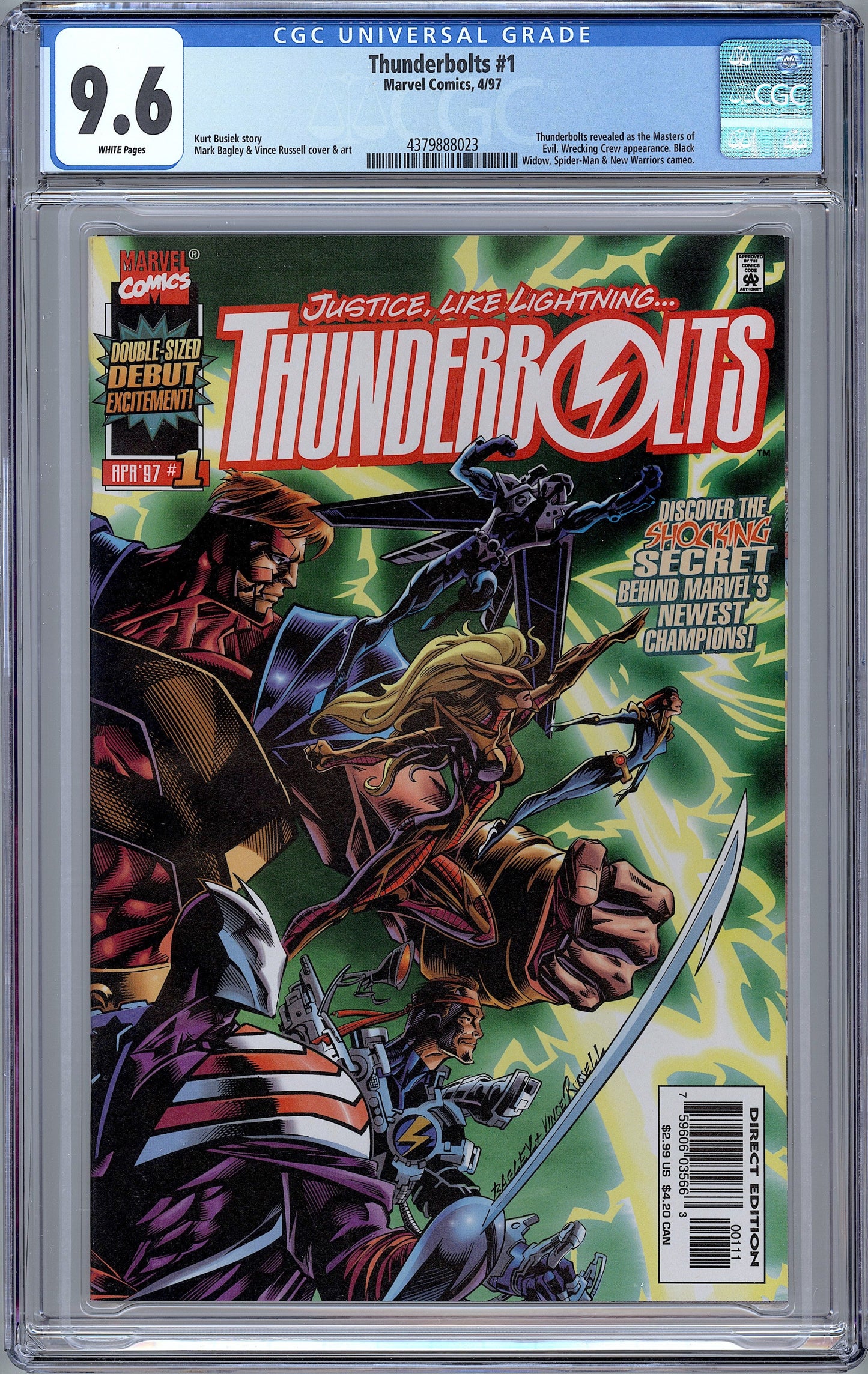 Thunderbolts #1. Revealed to be Masters of Evil. CGC 9.6