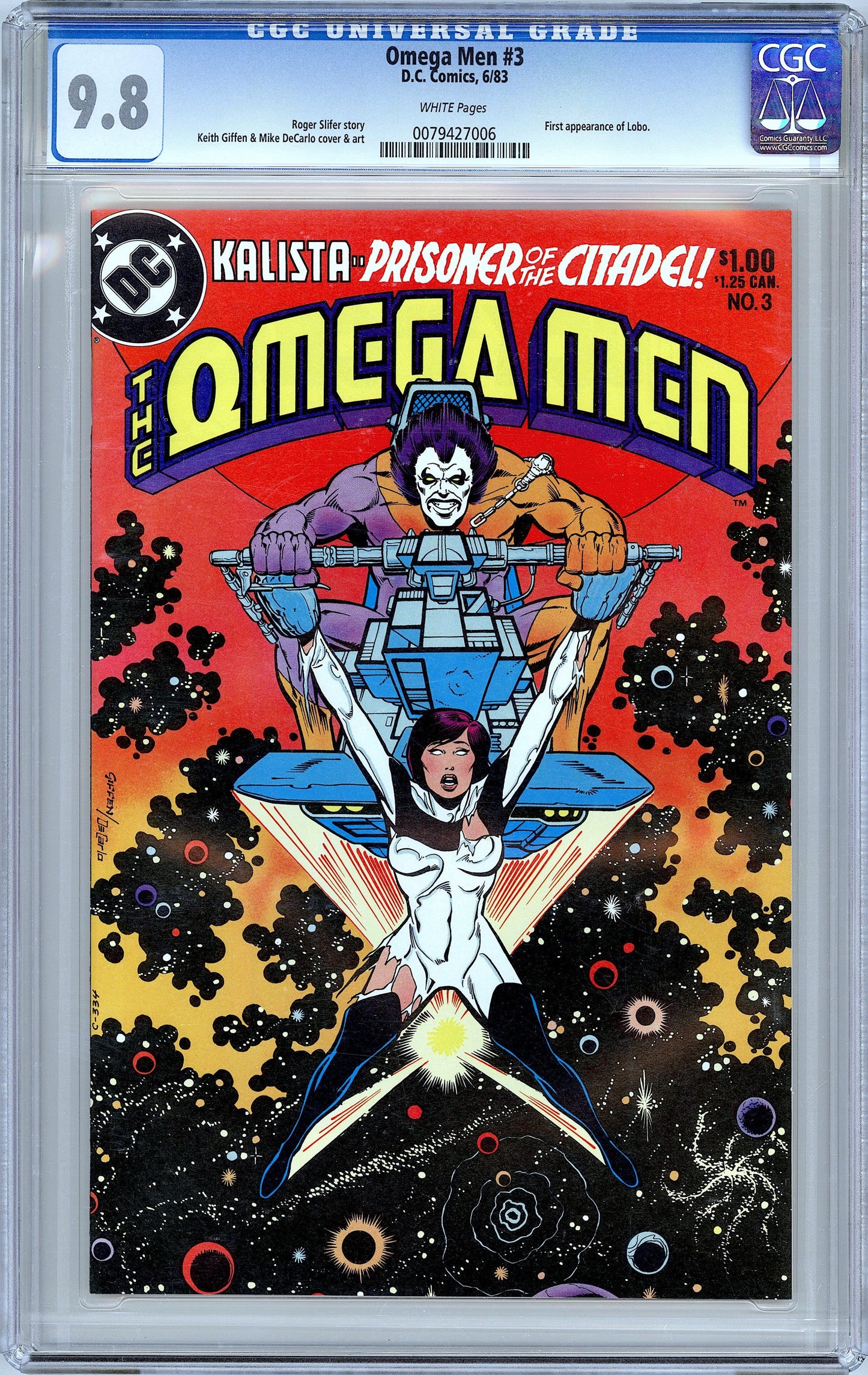 Omega Men #3. 1st Appearance of Lobo. Giffen. CGC 9.8