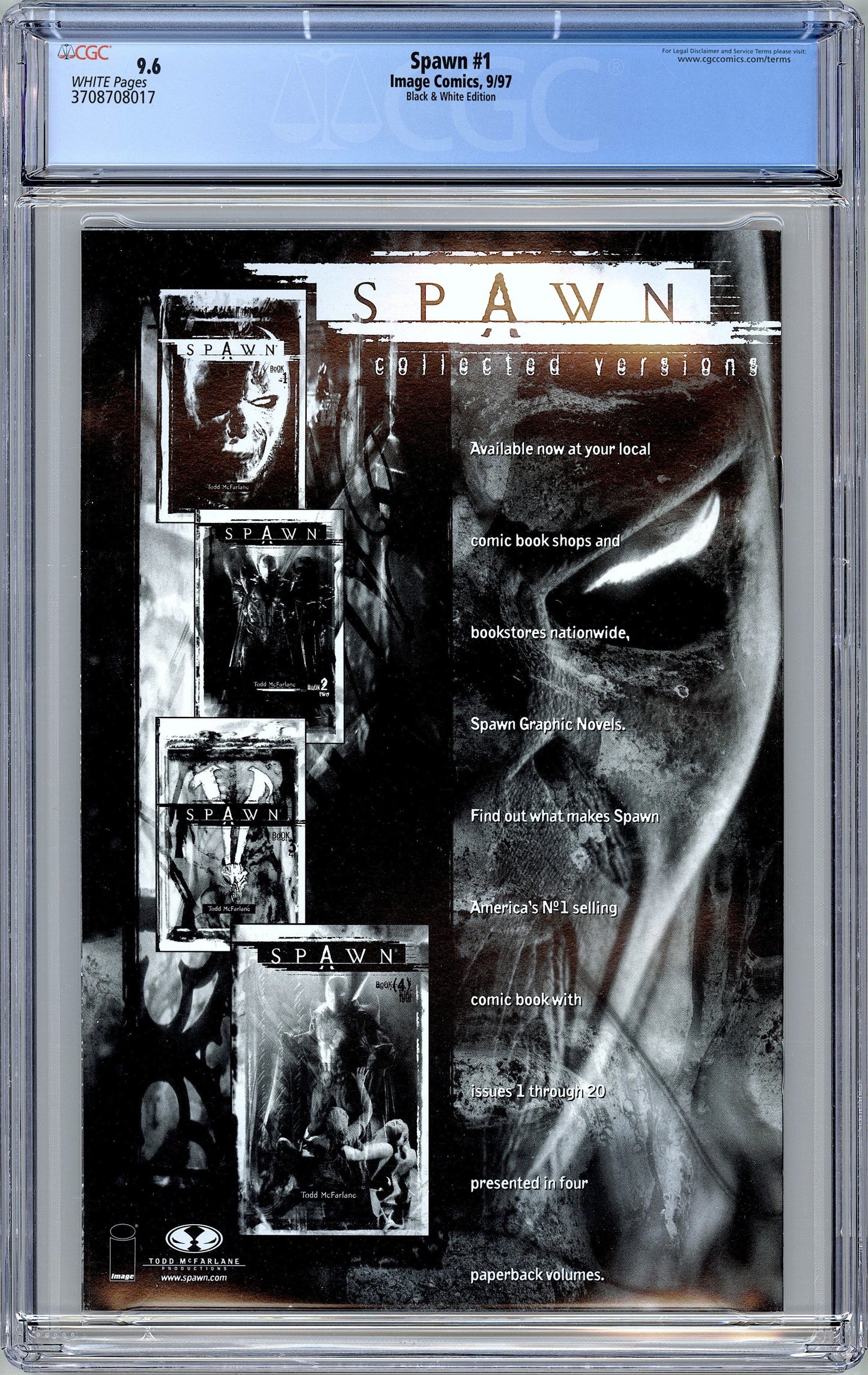 Spawn #1. Rare McFarlane Black & White Edition. CGC 9.6