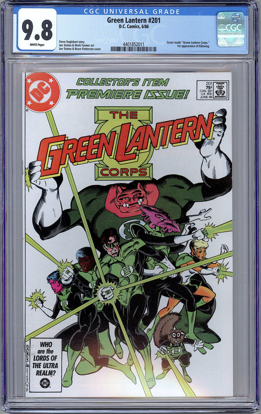 Green Lantern #201. 1st Appearance of Kilowog.  CGC 9.8