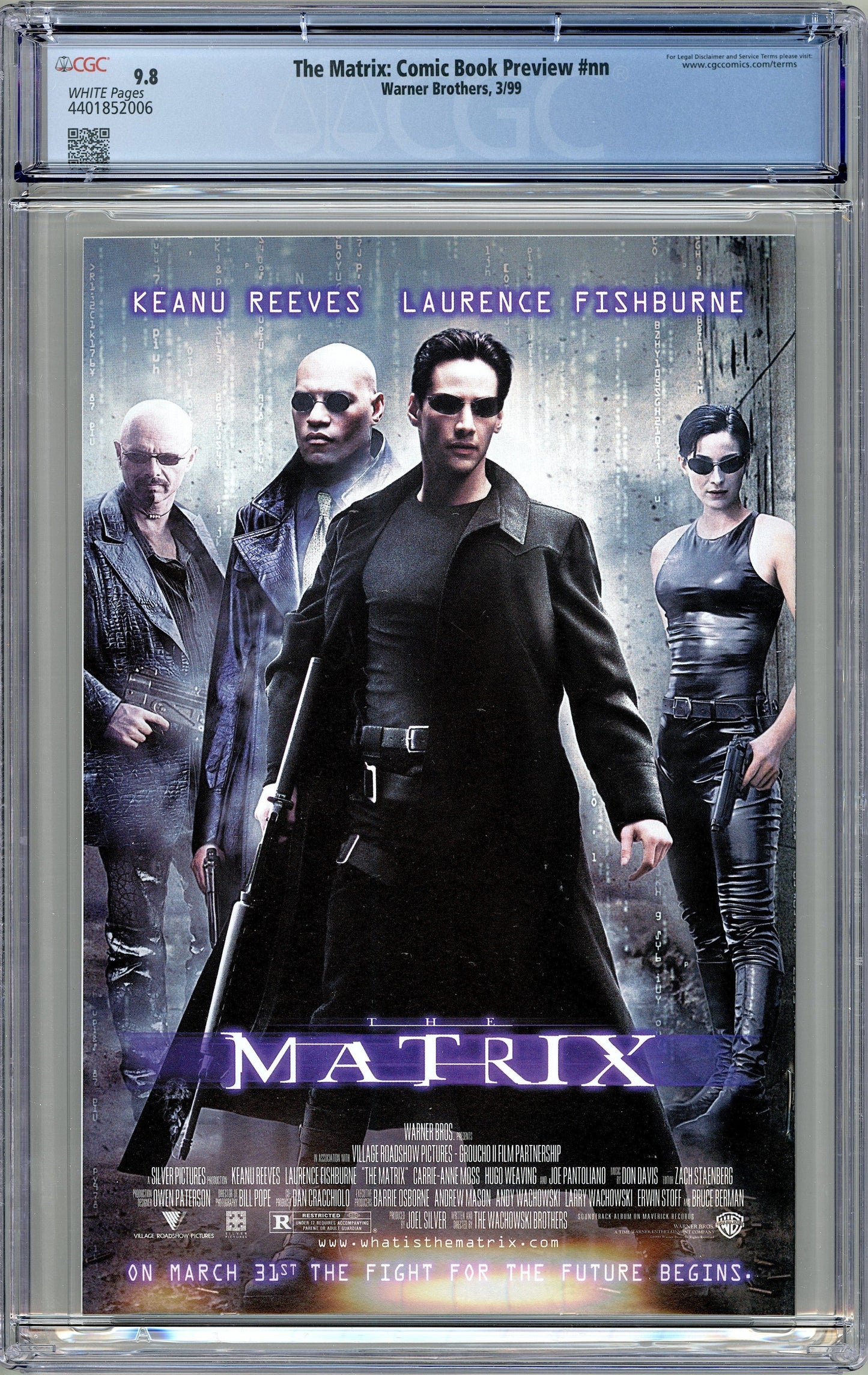 The Matrix: Comic Book Preview. Recalled Issue. CGC 9.8