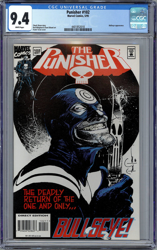 Punisher #102.  Classic Teran Cover Ft. Bullseye. CGC 9.4