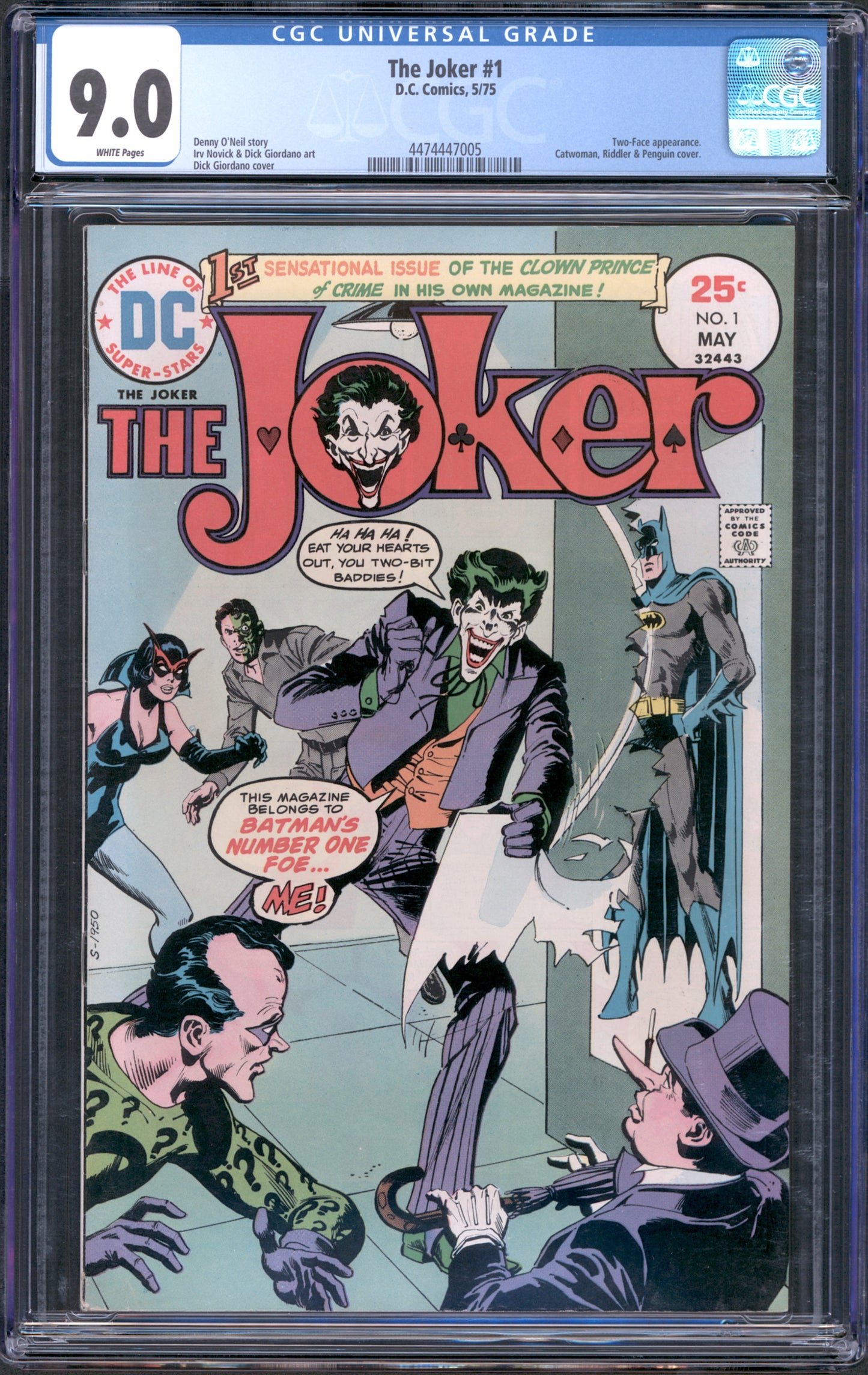 The Joker #1. 1st Joker Issue. Denny O'Neil. CGC 9.0