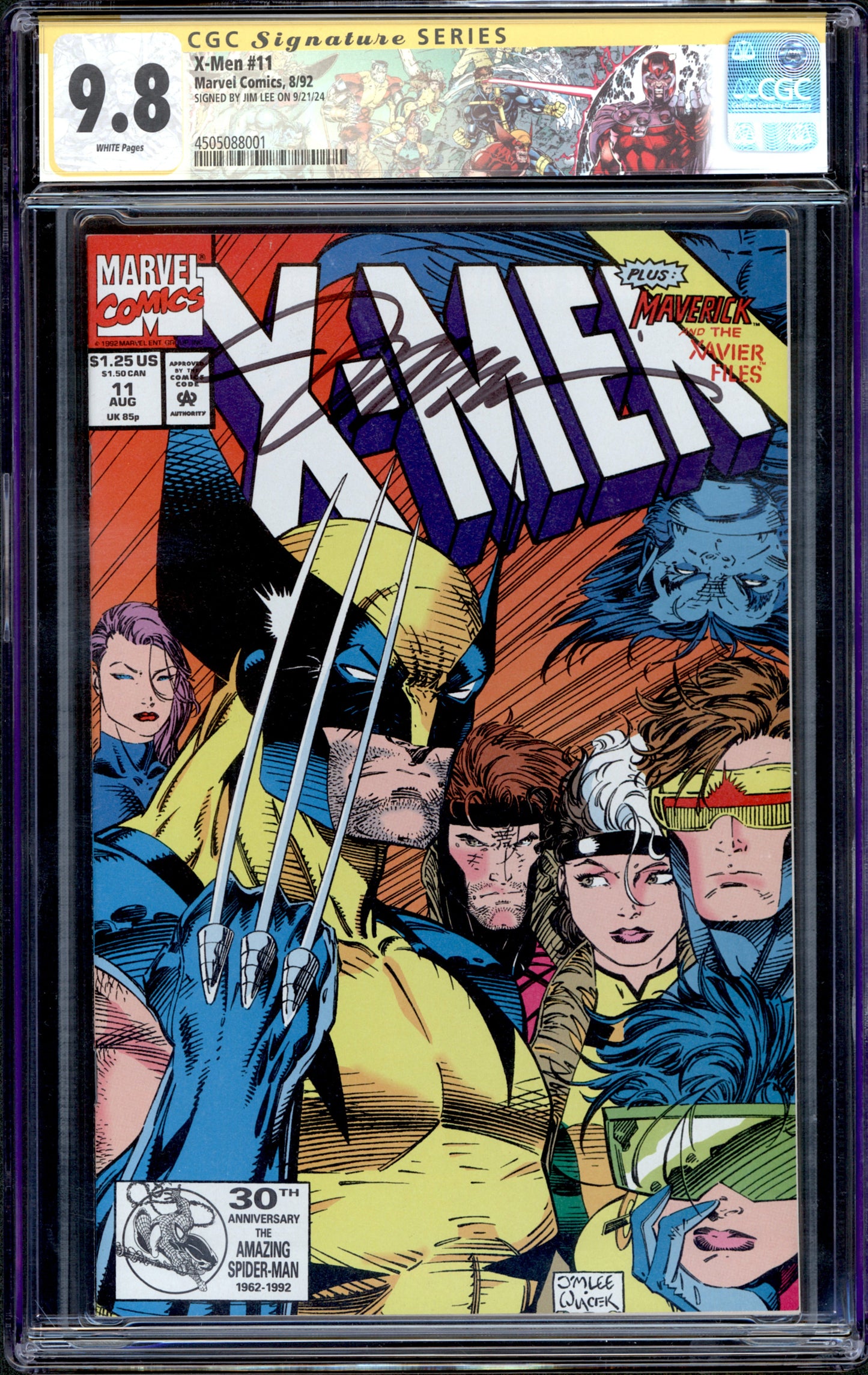 X-Men #11. Classic Cover. Signed by Jim Lee. CGC 9.8