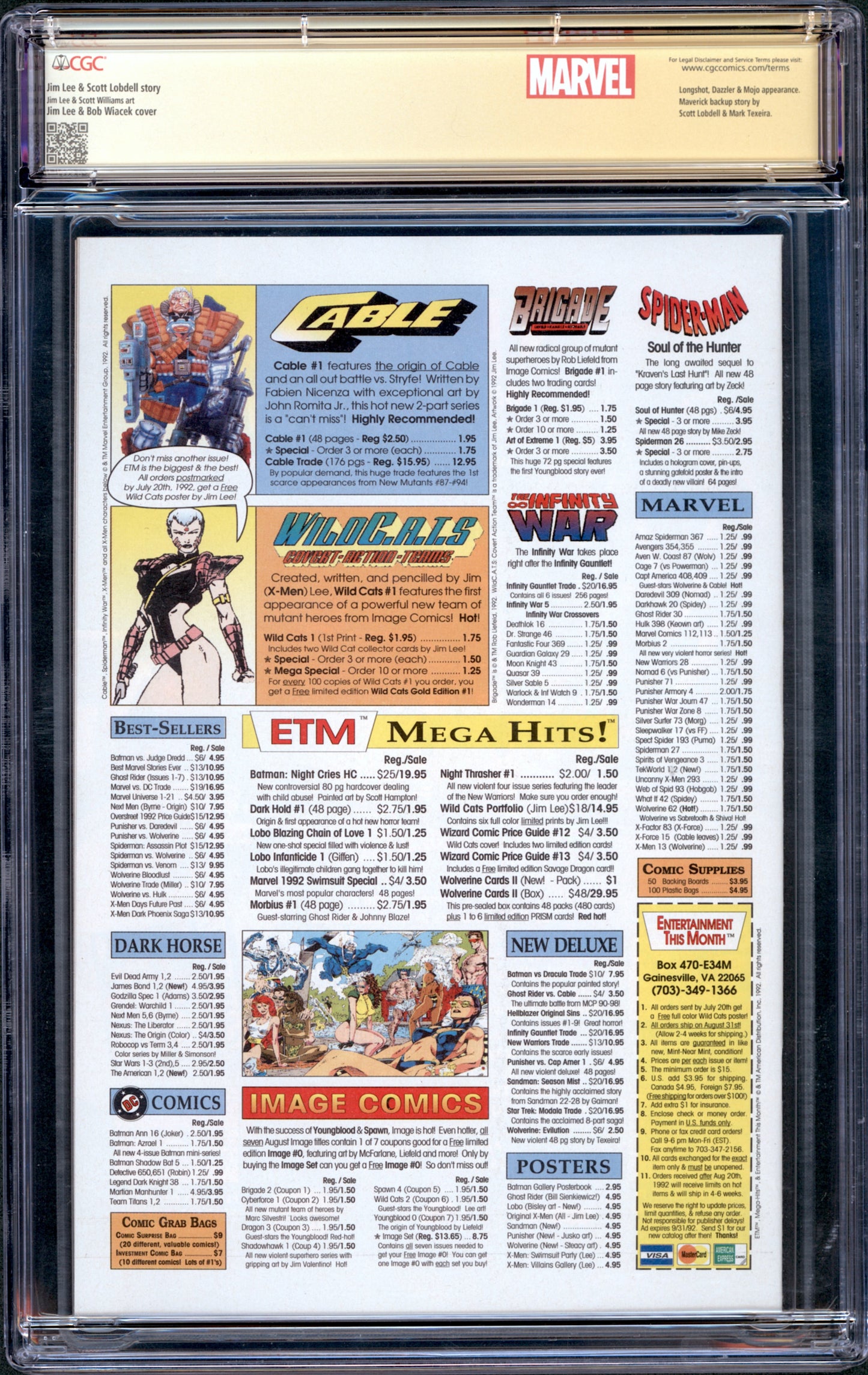 X-Men #11. Classic Cover. Signed by Jim Lee. CGC 9.8