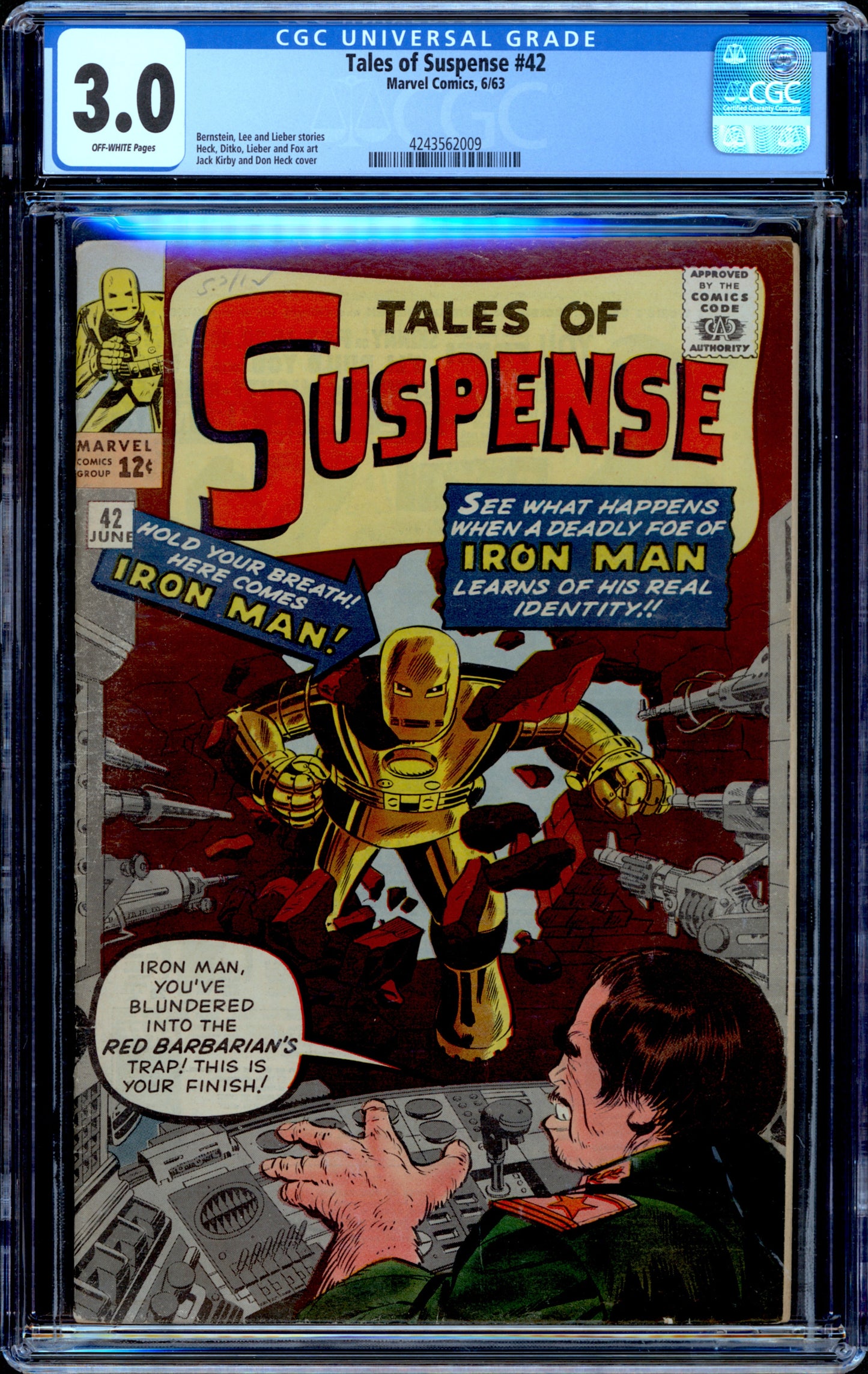 Tales of Suspense #42. Gold Suit Iron Man. CGC 3.0