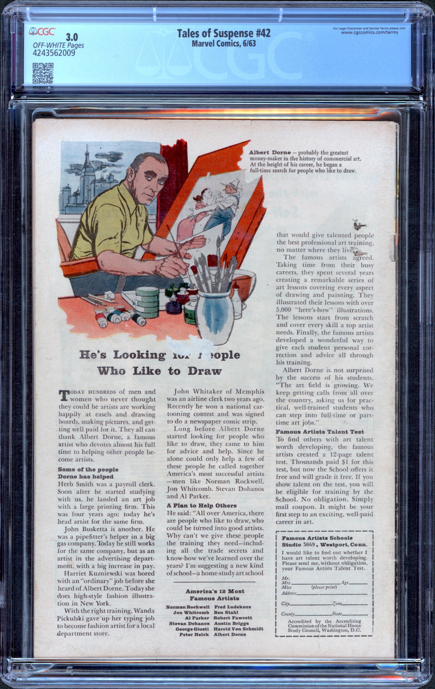 Tales of Suspense #42. Gold Suit Iron Man. CGC 3.0