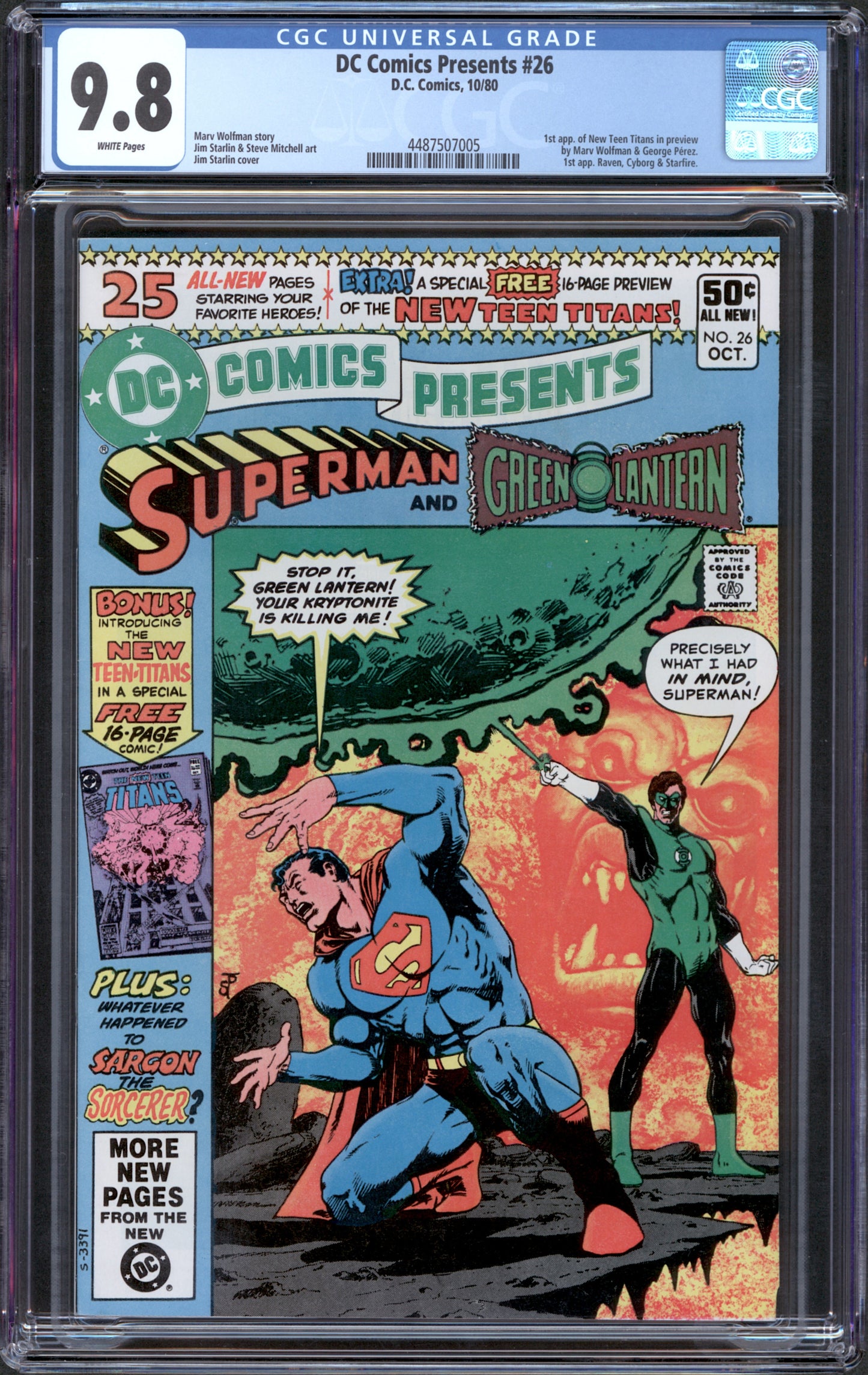 D.C. Comics Presents #26 1st New Teen Titans. CGC 9.8