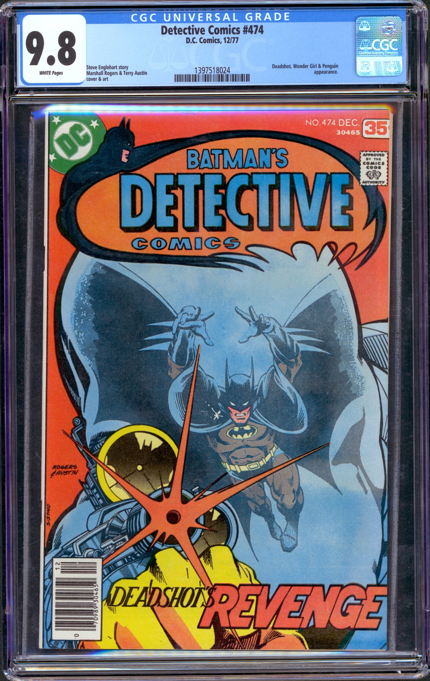 Detective Comics #474. 1st Modern Deadshot App. CGC 9.8