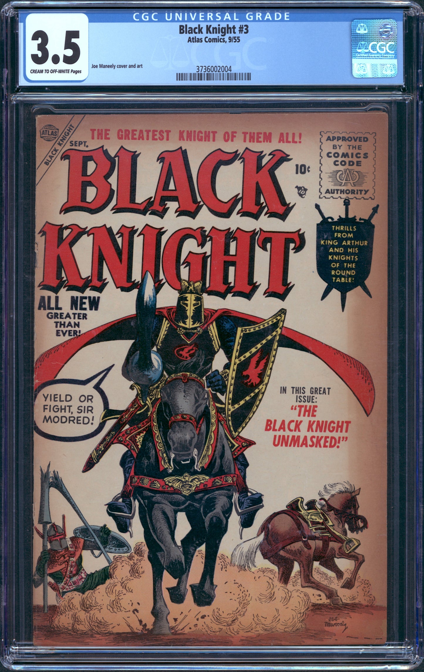 Black Knight #3. Atlas Comics. Maneely Cover & Art. CGC 3.5