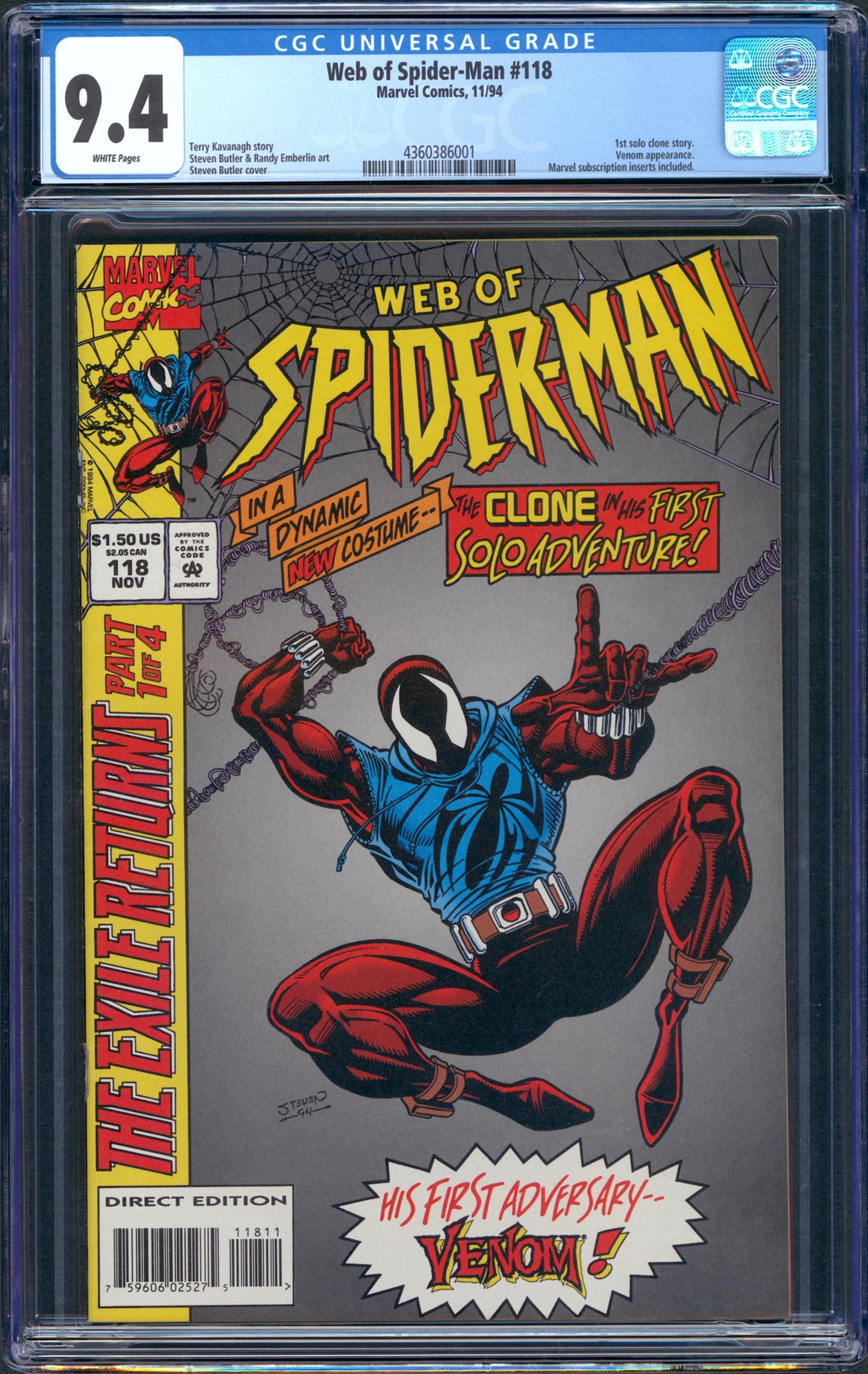 Web of Spider-Man #118. 1st Scarlet-Spider. CGC 9.4
