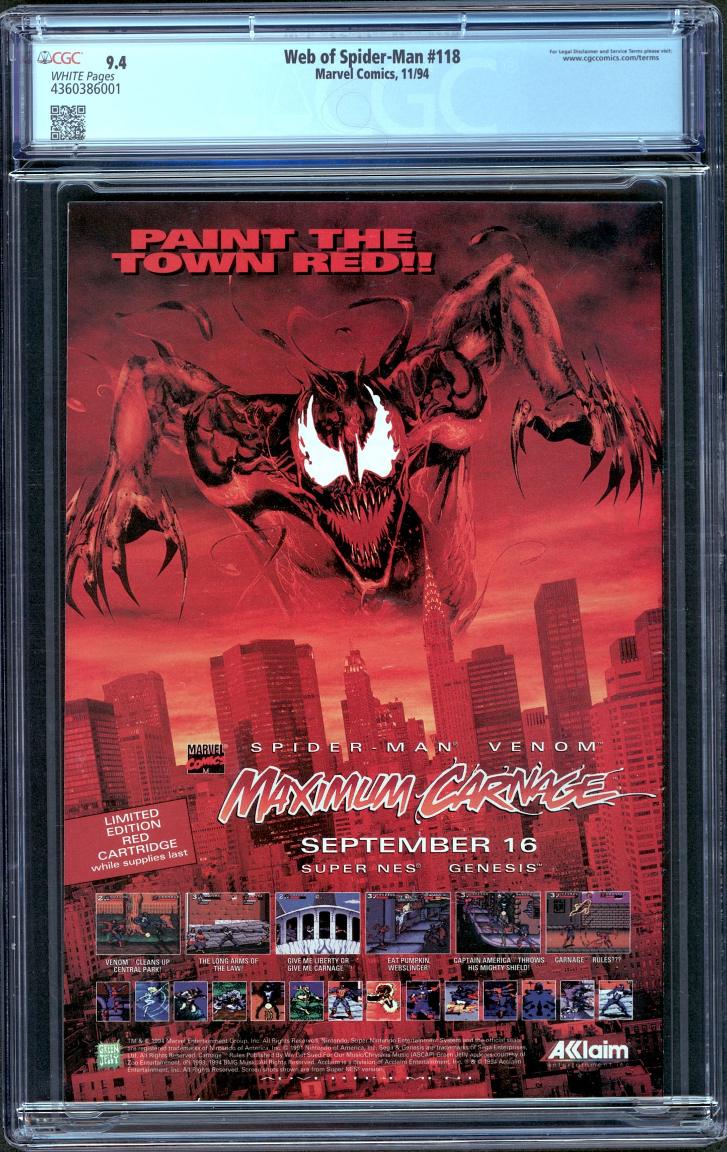 Web of Spider-Man #118. 1st Scarlet-Spider. CGC 9.4