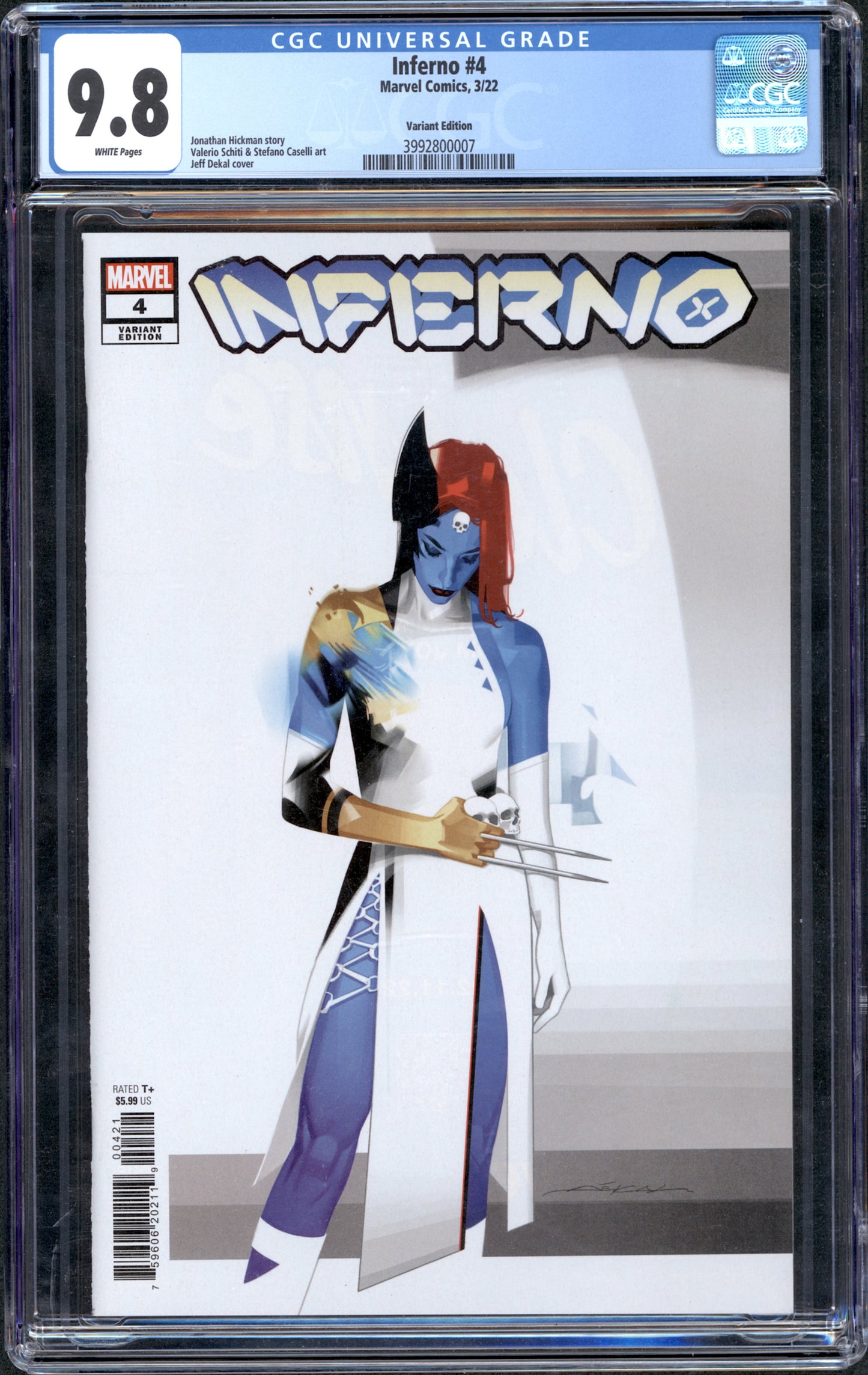 Inferno #4. Jeff Dekal Mystique Variant Cover. CGC 9.8