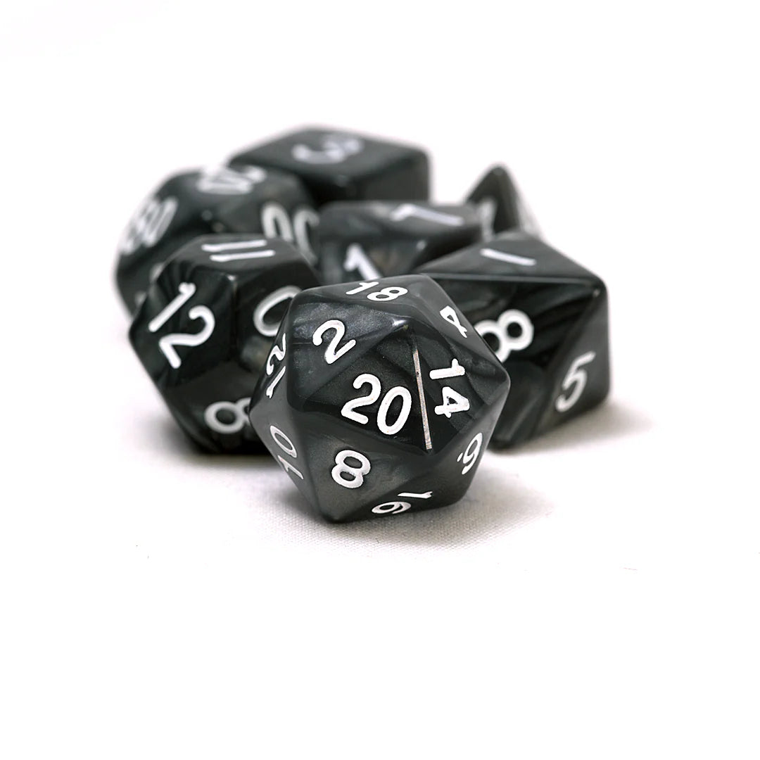 RPG Dice Set (7): Pearl Charcoal Grey Acrylic