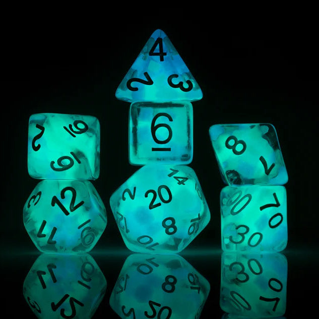RPG Dice Set (7): Cotton Candy Glowworm