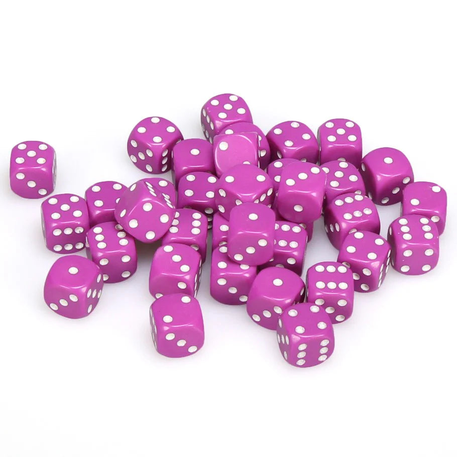 Opaque: 12mm D6 Light Purple/White (36)