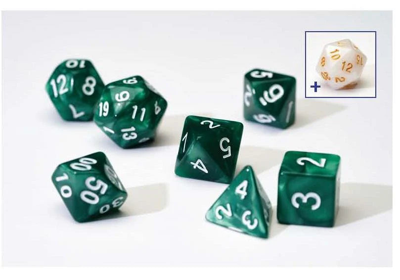 RPG Dice Set (7): Pearl Green Acrylic