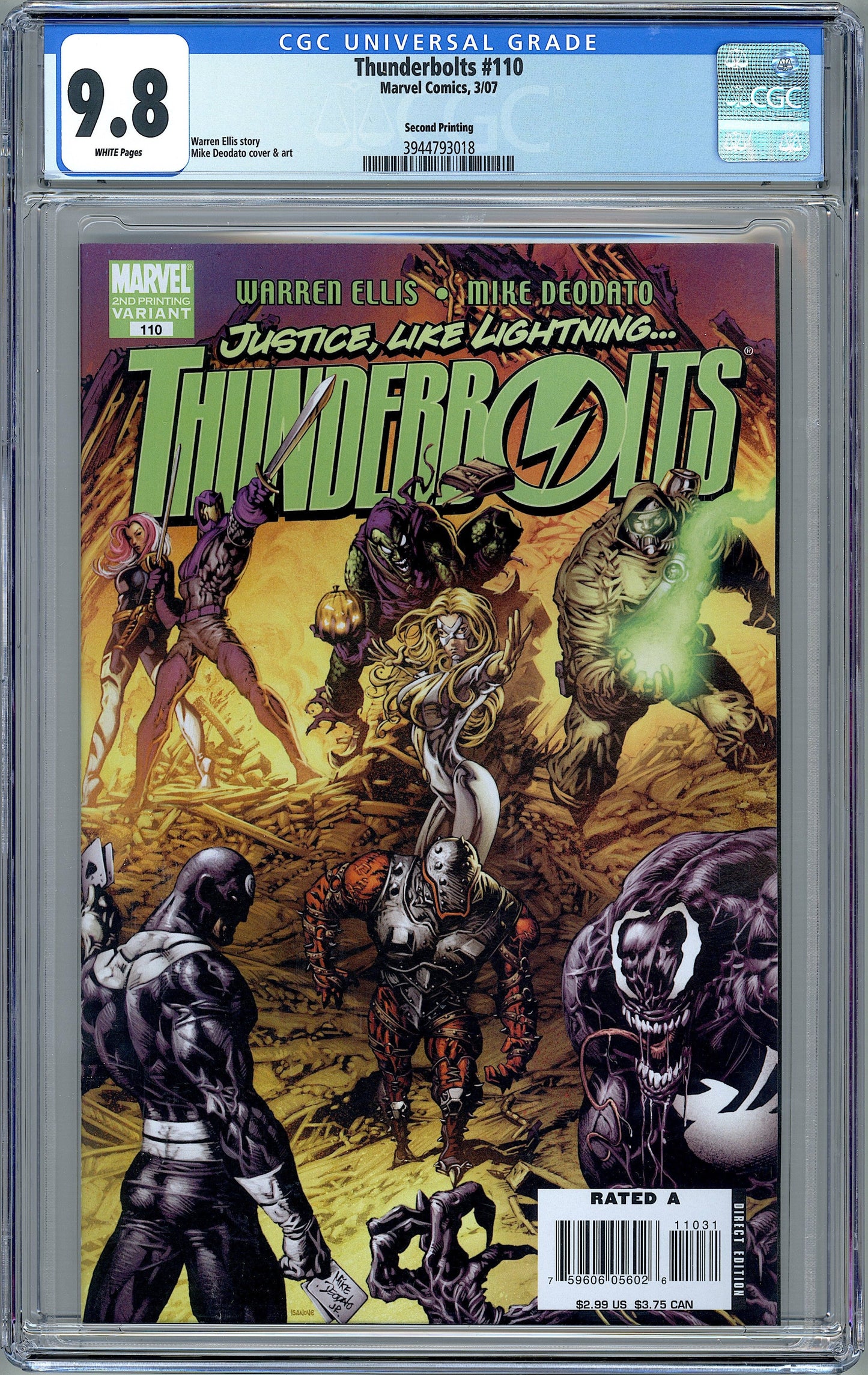 Thunderbolts #110. Second Printing. New Team CGC 9.8