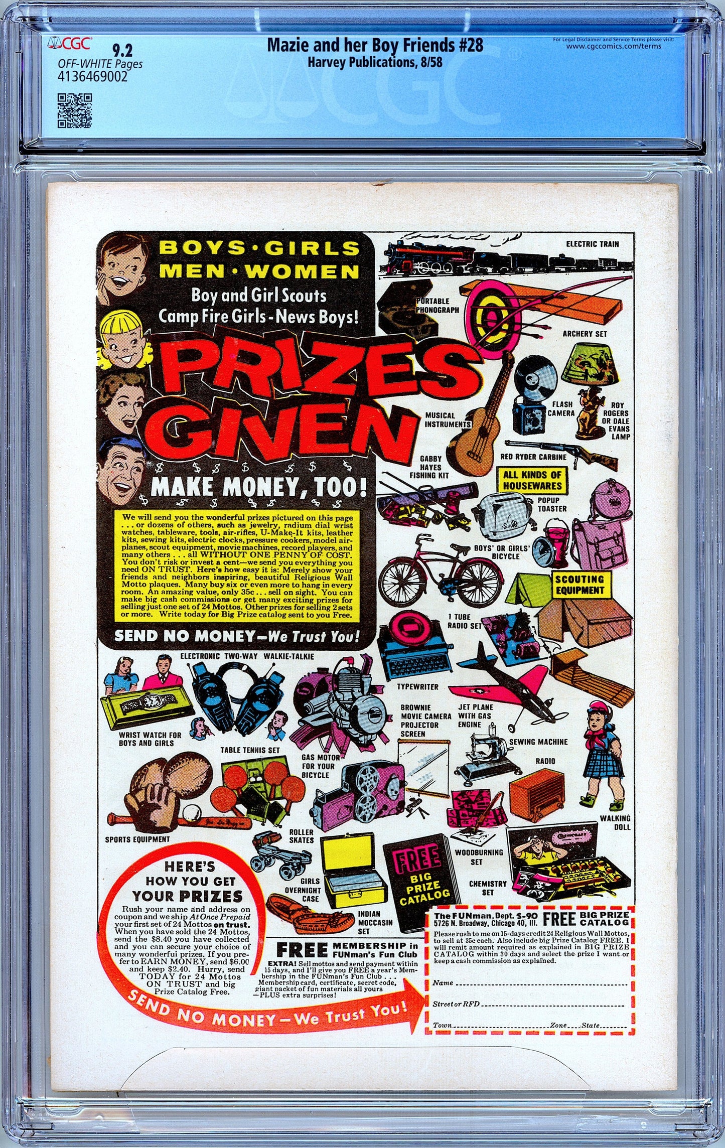 Mazie and her Boy Friends #28. Scarce Final Issue CGC 9.2