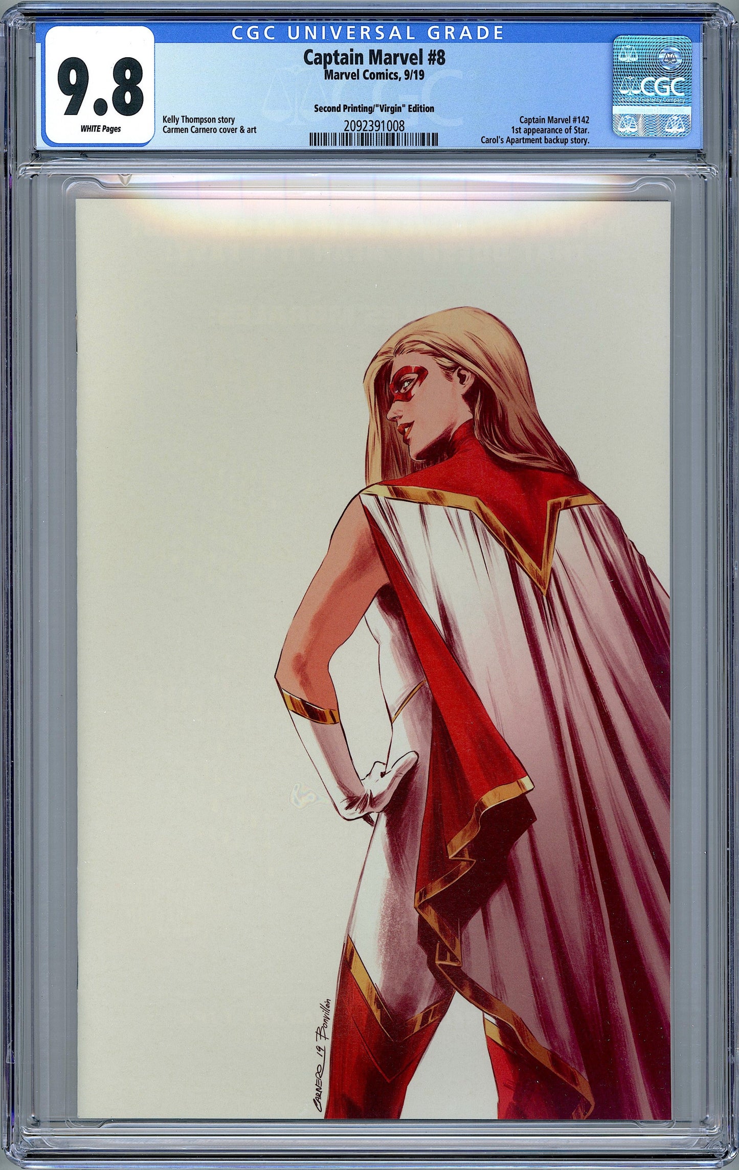 Captain Marvel #8. 2nd Printing Variant. 1st Star. CGC 9.8