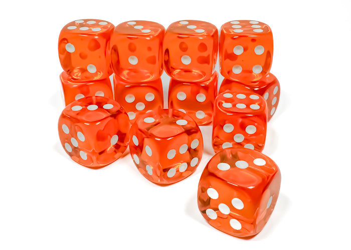 Translucent: 16mm D6 Orange/White (12)