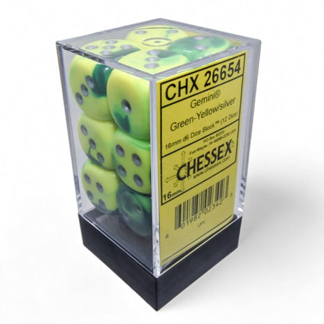 Gemini: 16mm D6 Green Yellow/Silver (12)