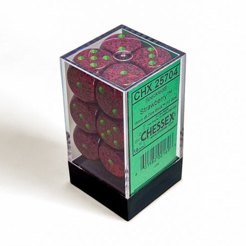 Speckled: Strawberry 16mm d6 Dice Block (12)