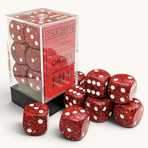 Speckled: Lava Stone 16mm d6 Dice Block (12)