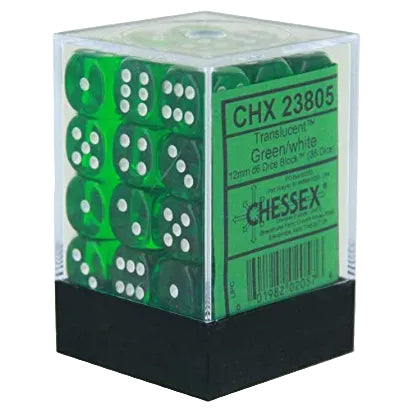 Translucent: 12mm D6 Green/White (36)