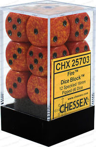 Speckled Fire 16mm d6 Dice Block (12 dice)