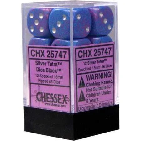 Speckled Silver Tetra 16mm d6 Dice Block (12 dice)