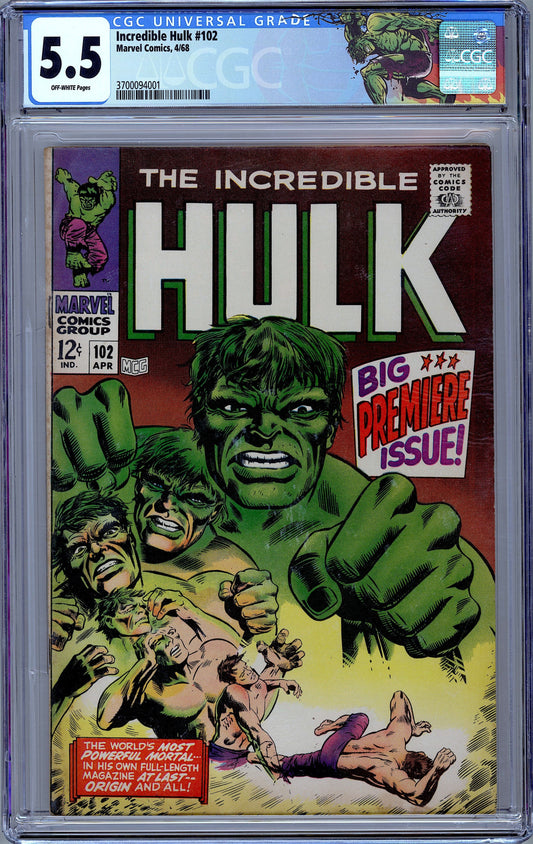 Incredible Hulk #102.  Origin of the Hulk Retold.  CGC 5.5