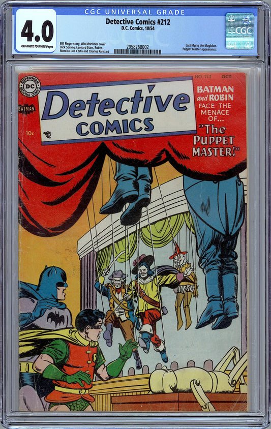 Detective Comics #212. Last Mysto the Magician.  CGC 4.0