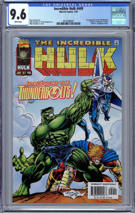 Incredible Hulk #449. 1st App. of Thunderbolts. CGC 9.6