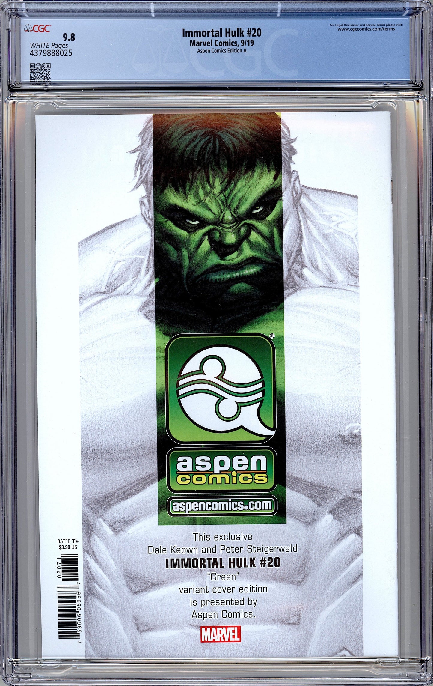 Immortal Hulk #20. Aspen Comics Virgin Variant.  CGC 9.8