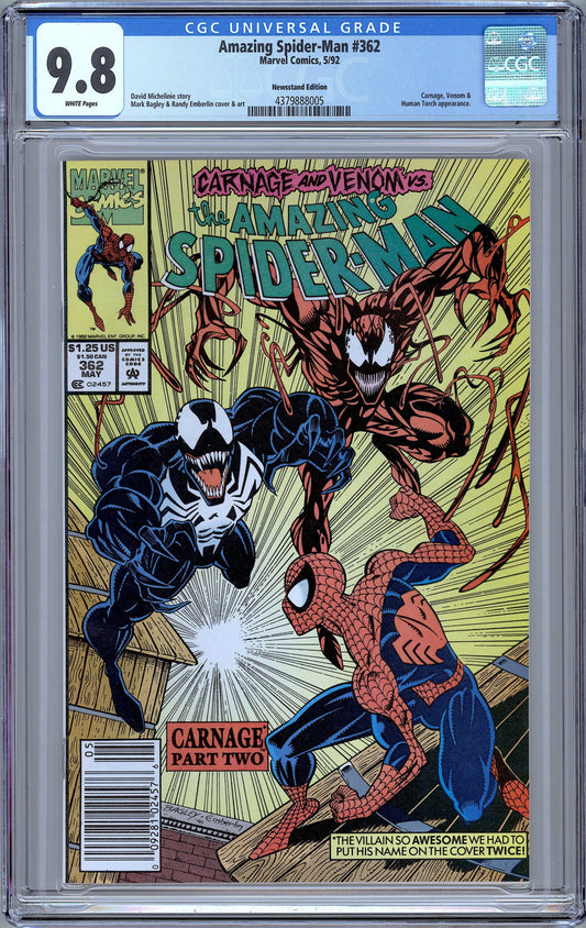 Amazing Spider-Man #362 Venom & Carnage App. CGC 9.8