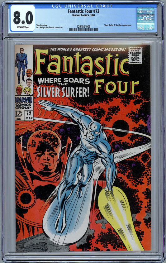 Fantastic Four #72. A Classic Silver Surfer Cover.  CGC 8.0