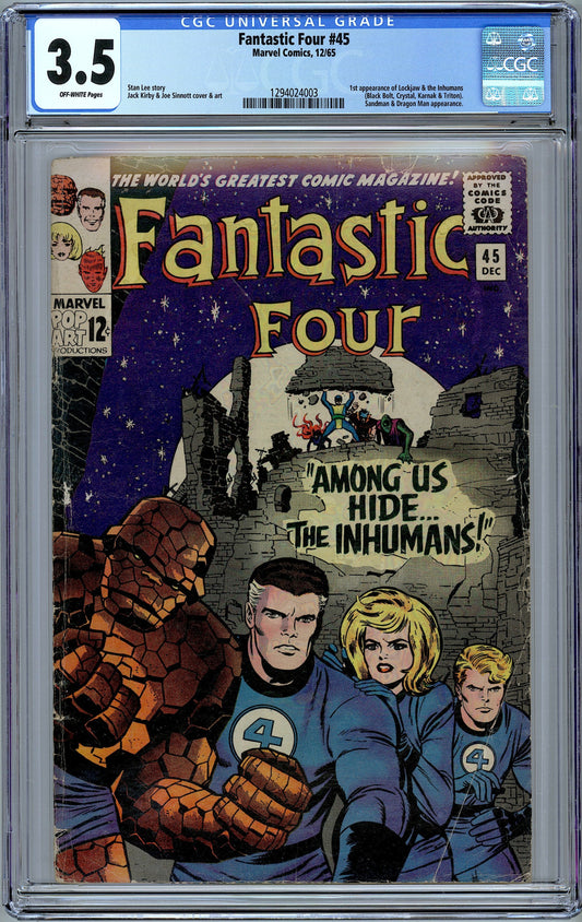 Fantastic Four #45.  The 1st App. of the Inhumans.  CGC 3.5